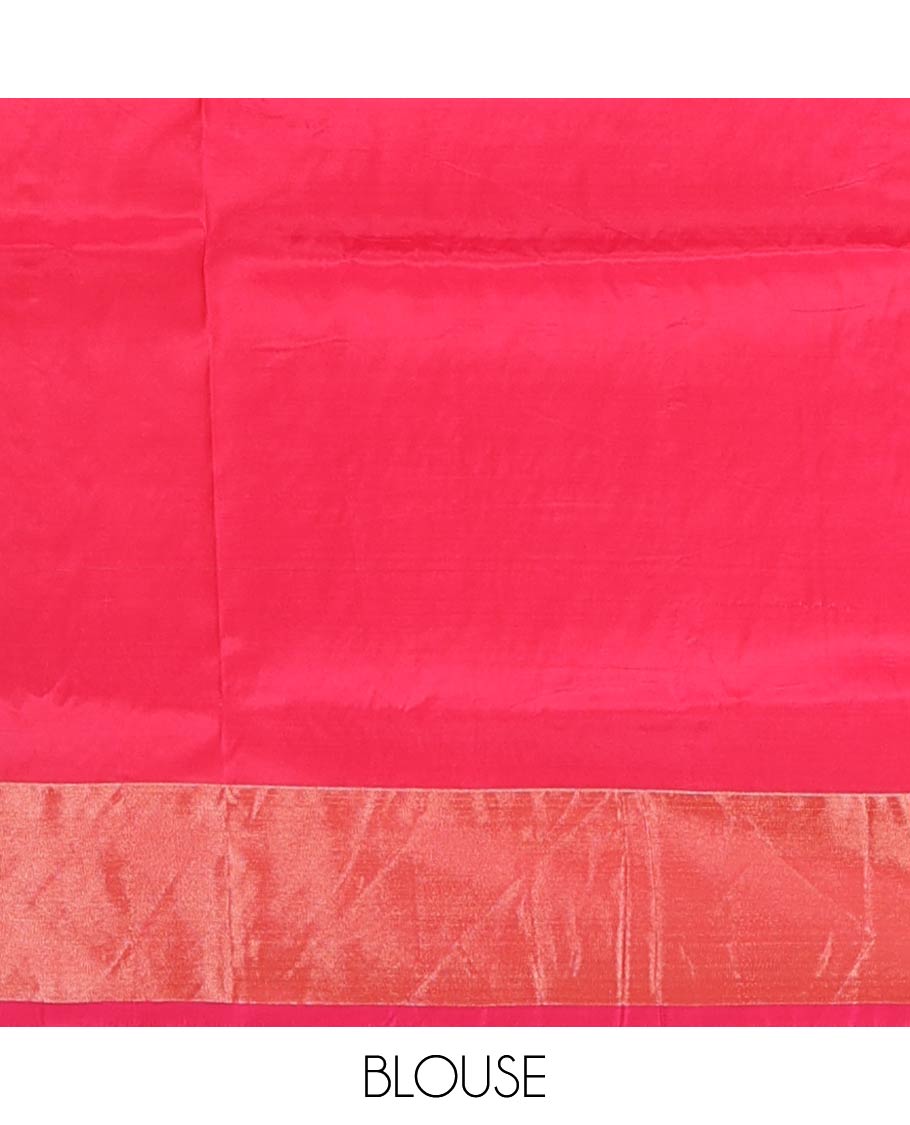 Light green zari buttas Uppada saree, contrast bavanji border, and intricate pallu