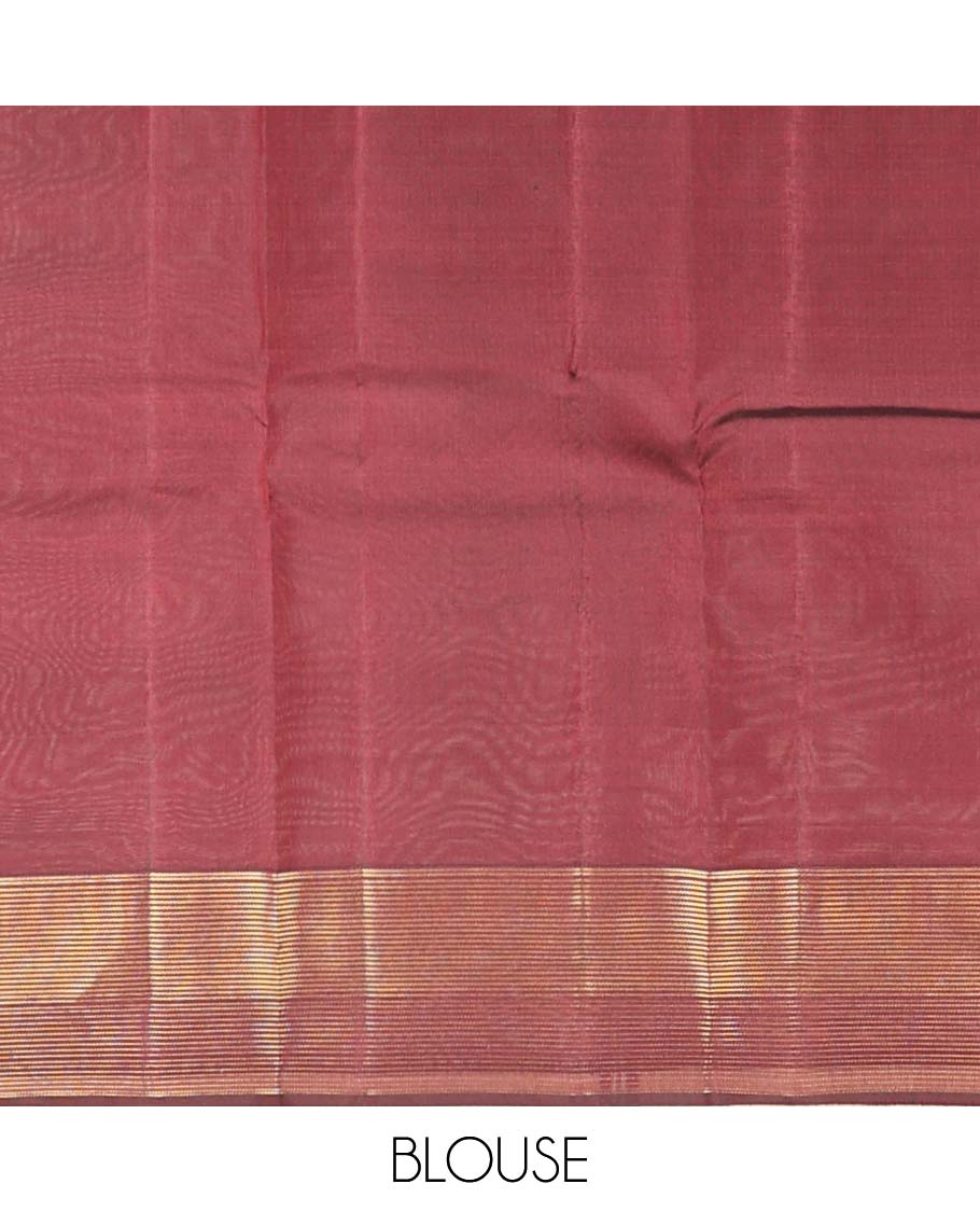 Maroon zari buttas Vasundhara silk mix saree, thazampoo rekku zari border & jaal pallu