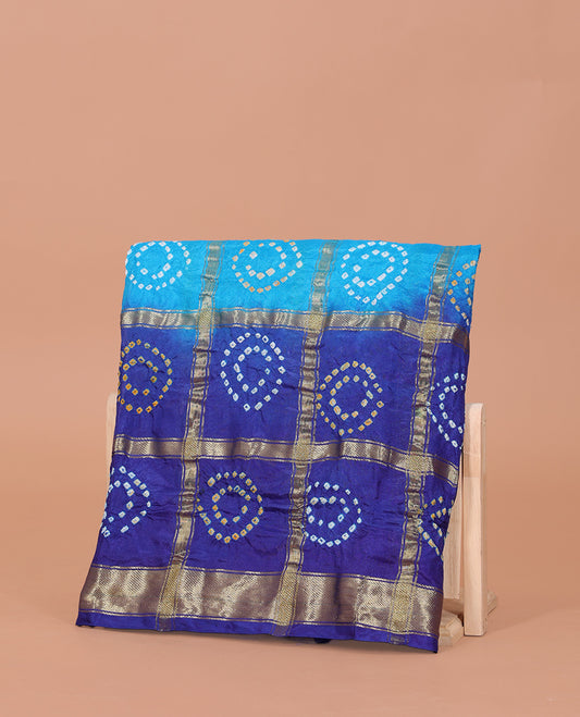Blue Bandhani Dola Silk Saree