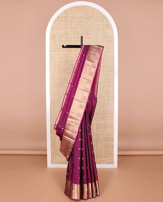 Purple leaf buttas vasundhara elite silk saree self intricate zari design border & argyle design pallu