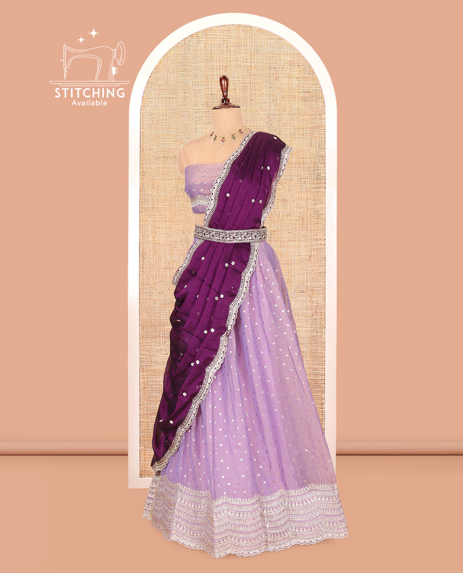 Lavender Moss Organza Half-Saree