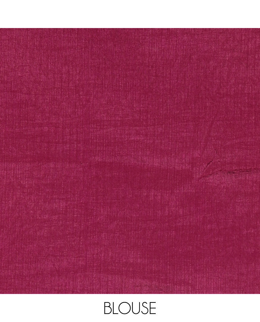 Borderless purple and maroon ombre-style crushed plain fendy chiffon saree, self-pallu, and a matching plain blouse