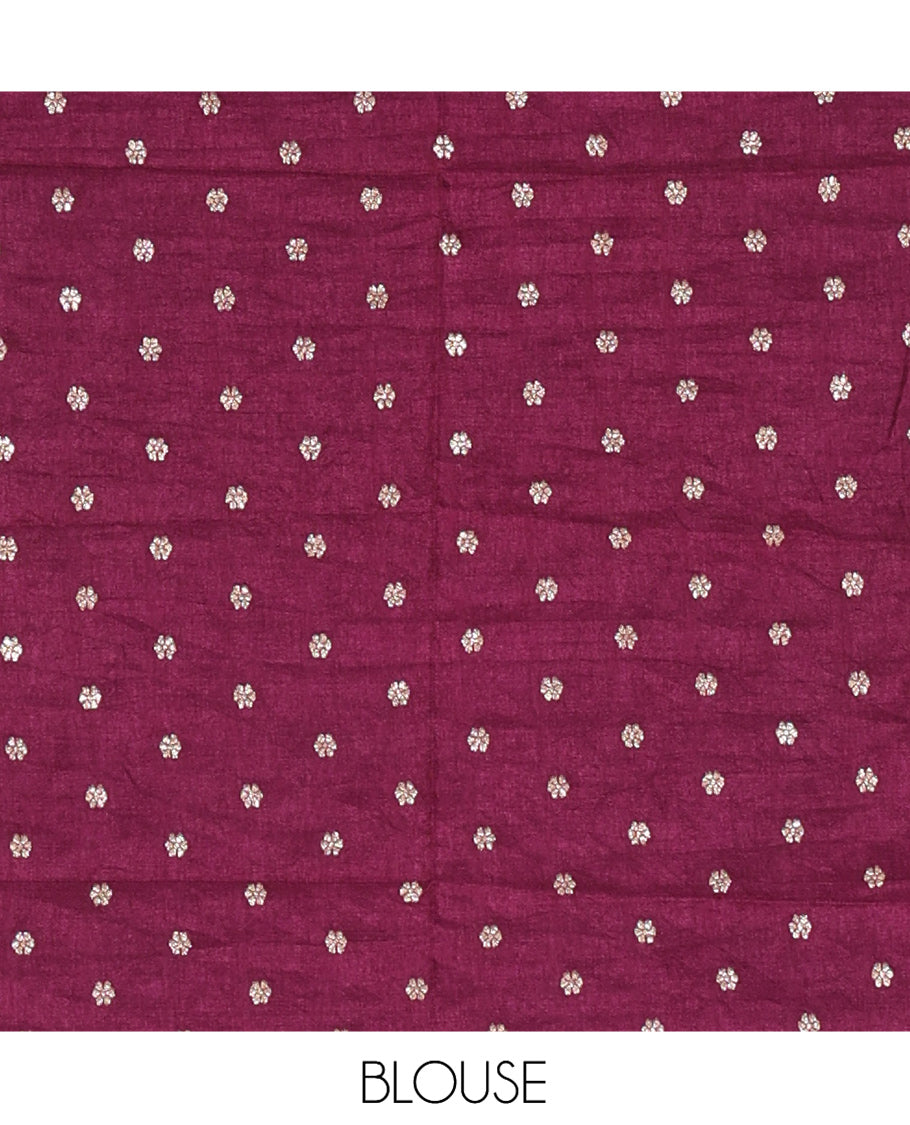 Borderless Blue-Violet Plain Fendi Chiffon Saree