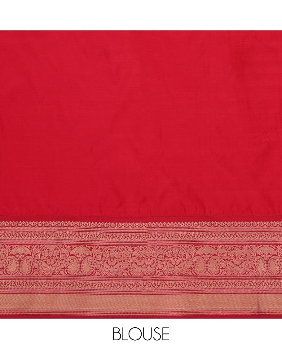 Yellow  Art Silk Pavadai Material Set, Detailed with Zari Designs Skirt, Complemented by a Contrast Traditional Zari Design Border, and Paired with a Contrast Blouse