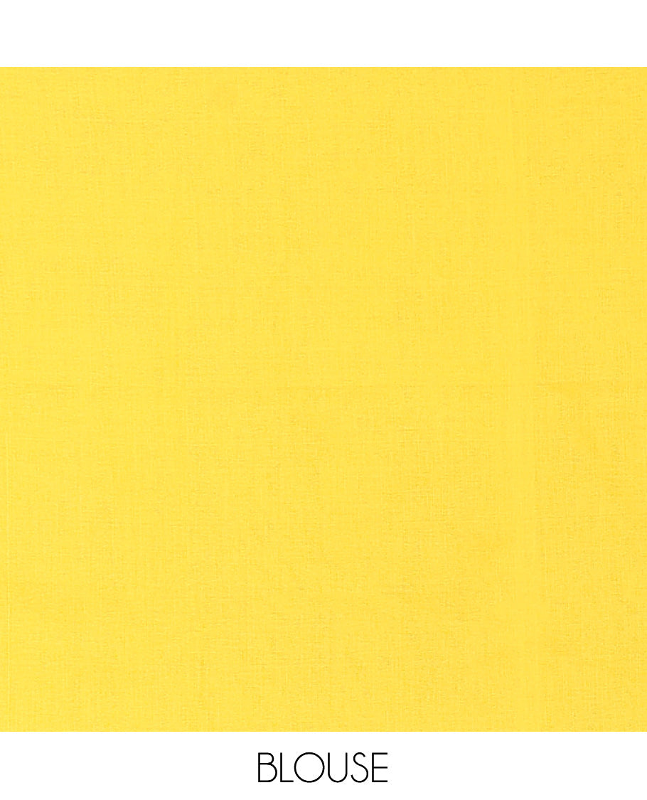 Borderless Yellow Plain Khadi Cotton Saree, a Self-Pallu with Tassels, and a Matching Blouse