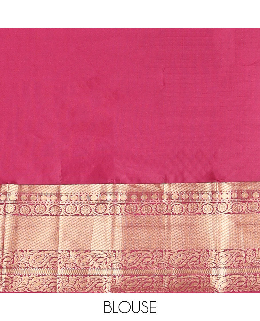 Maroon jaal design kancheepuram silk saree with self border of paun, muthu, kuyil kann design & floral pallu