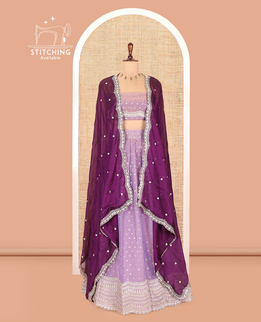 Lavender Moss Organza Half-Saree