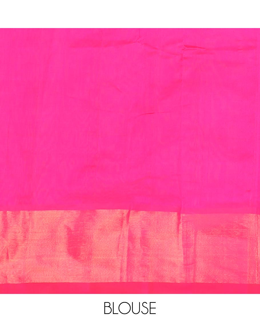 Green kuppadam silk saree with buttas, plain border & contrast pallu of intricate designs