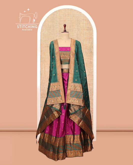 Magenta Banaras Half-Saree