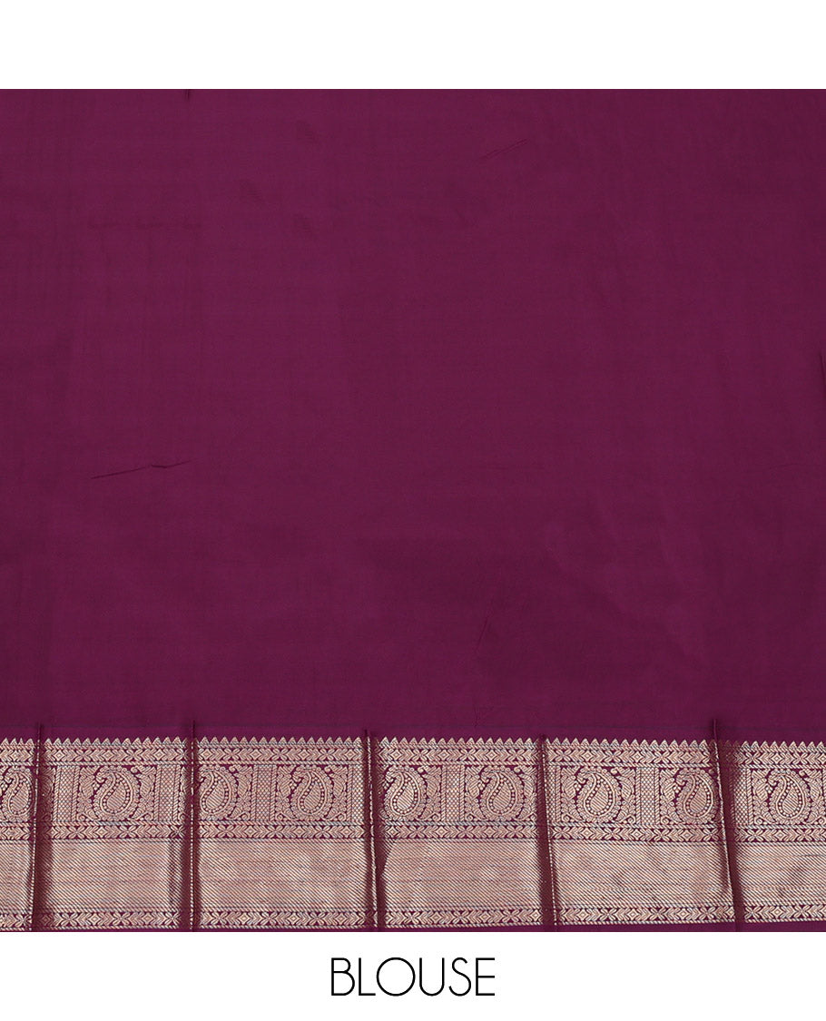 Yellow Budget Silk Saree, Sparsely Threaded with Zari Buttas, Complemented by a Contrast Traditional Zari Border, Grand Pallu, and Contrast Blouse