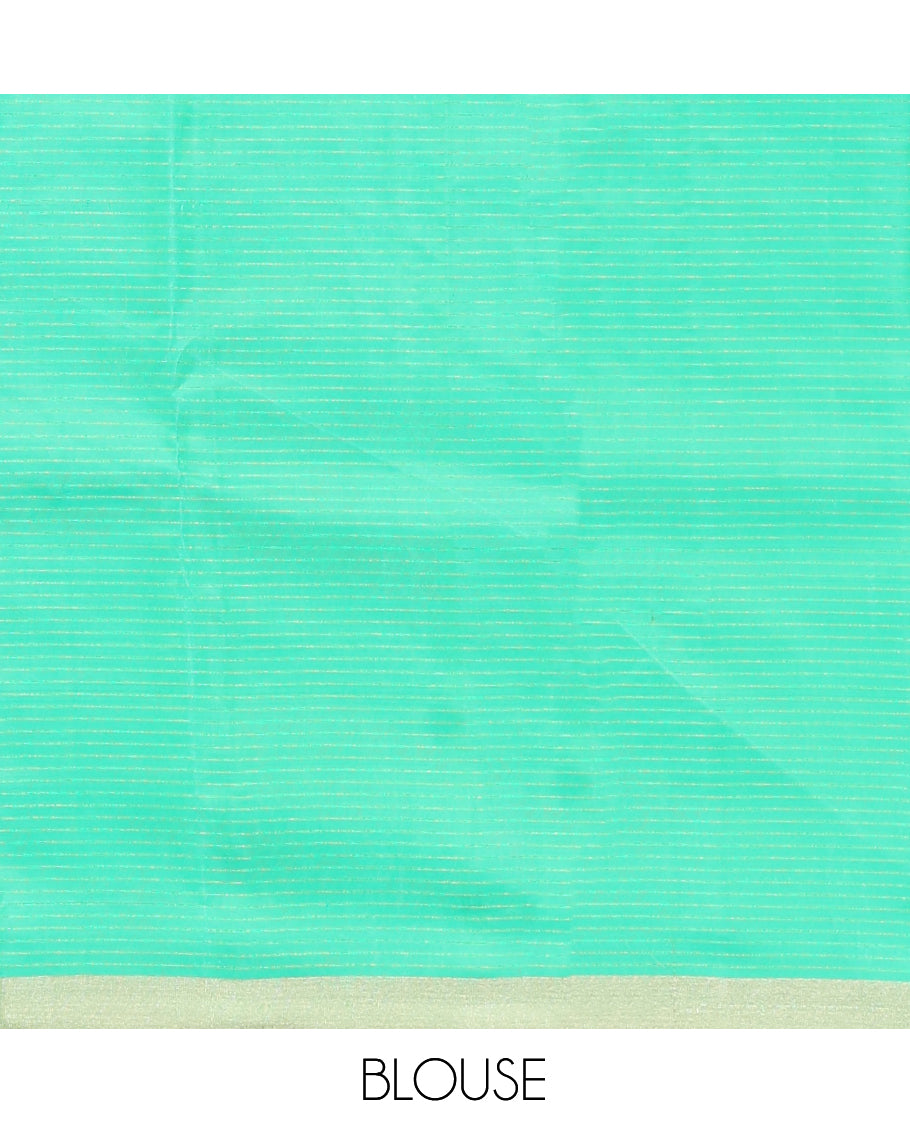 Honey Color Mayuri Lite Silk Mix Saree, Sparsely Threaded with Zari Buttas and Checks, a Complemented by a Contrast Border, a Contrast Intricate Pallu, and a Contrast Blouse