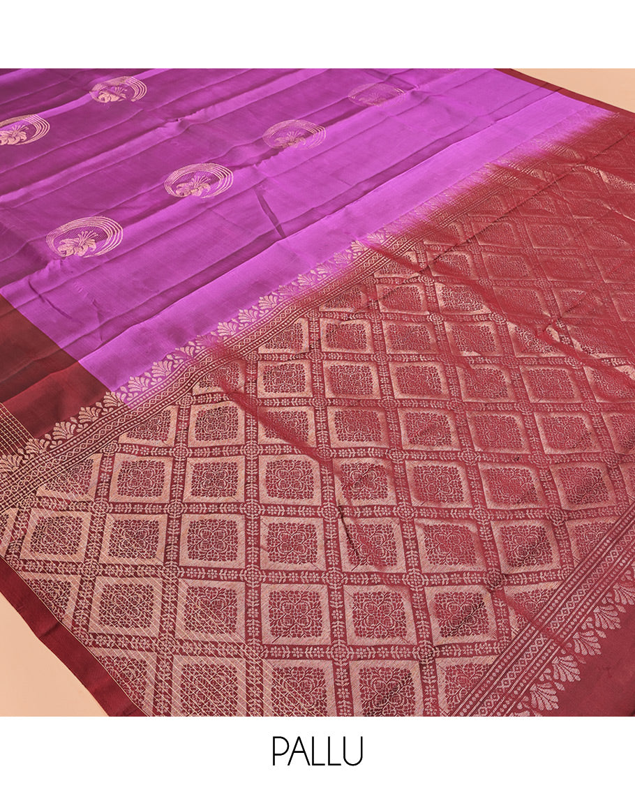 Pink Zari Buttas Woven Mayuri Lite Silk Mix Saree