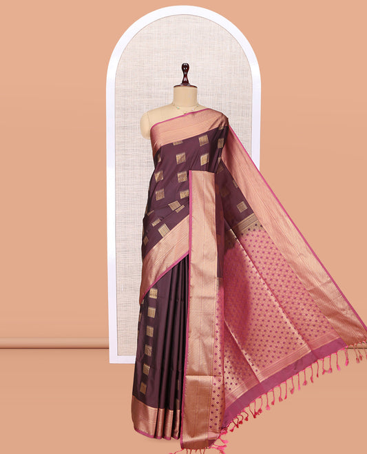 Brown Traditional Butta Budget Silk Saree