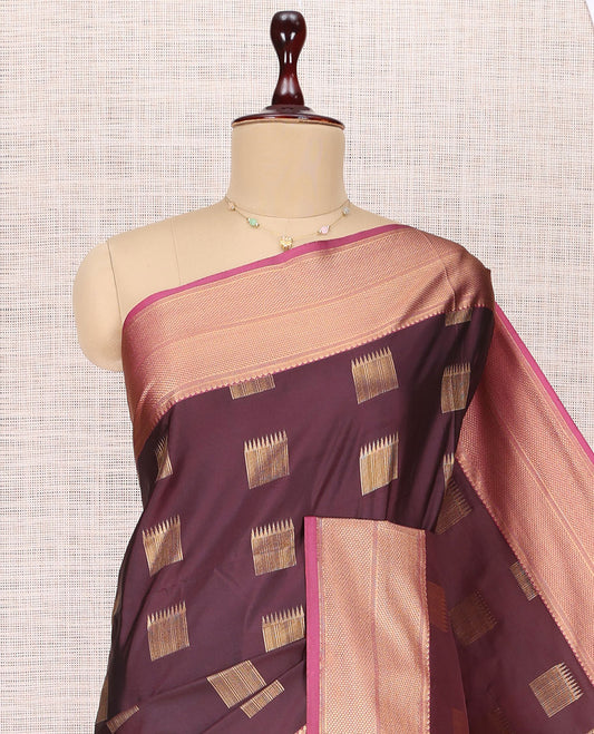 Brown Traditional Butta Budget Silk Saree
