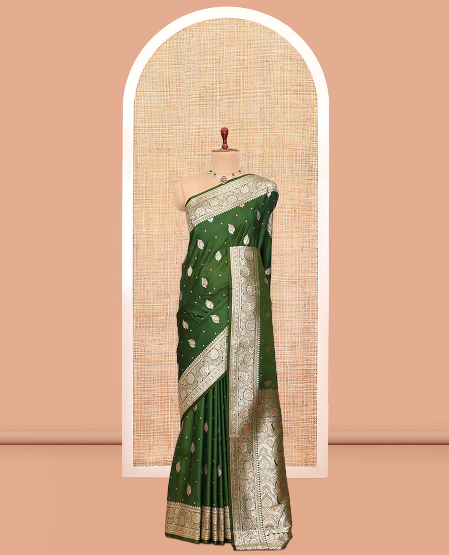 Green Semi-Banaras Silk Saree