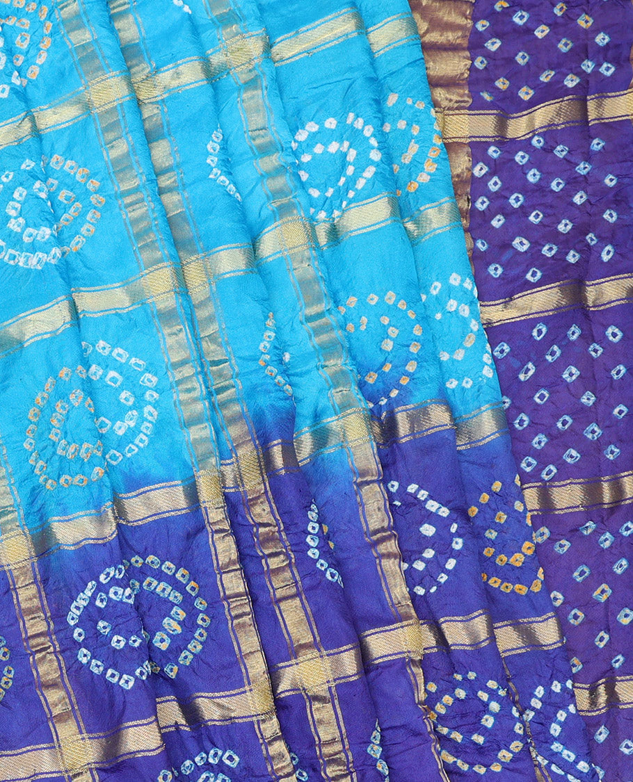 Blue Bandhani Dola Silk Saree
