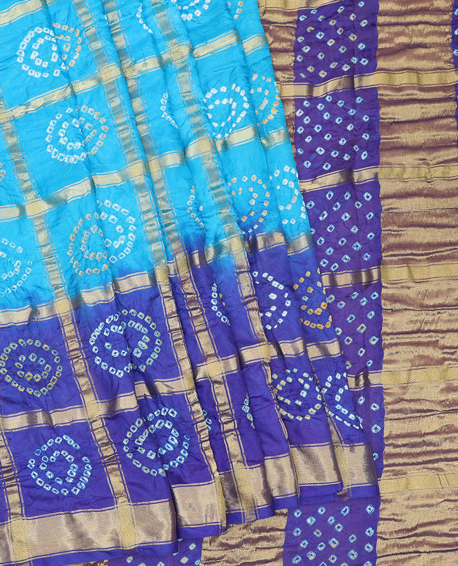 Blue Bandhani Dola Silk Saree
