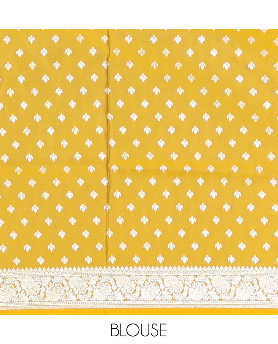 Mustard Plain Banaras Nylon Saree