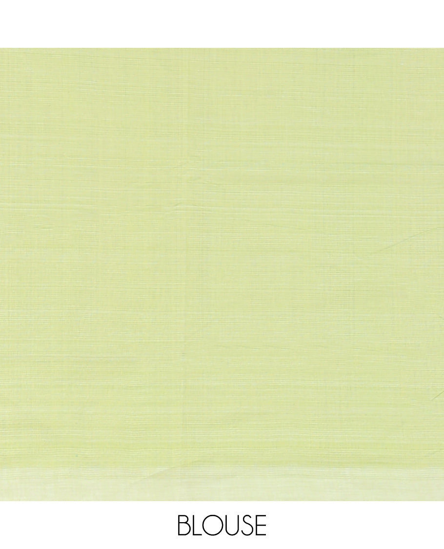Borderless Multi colour checked design khadi cotton saree with striped design pallu