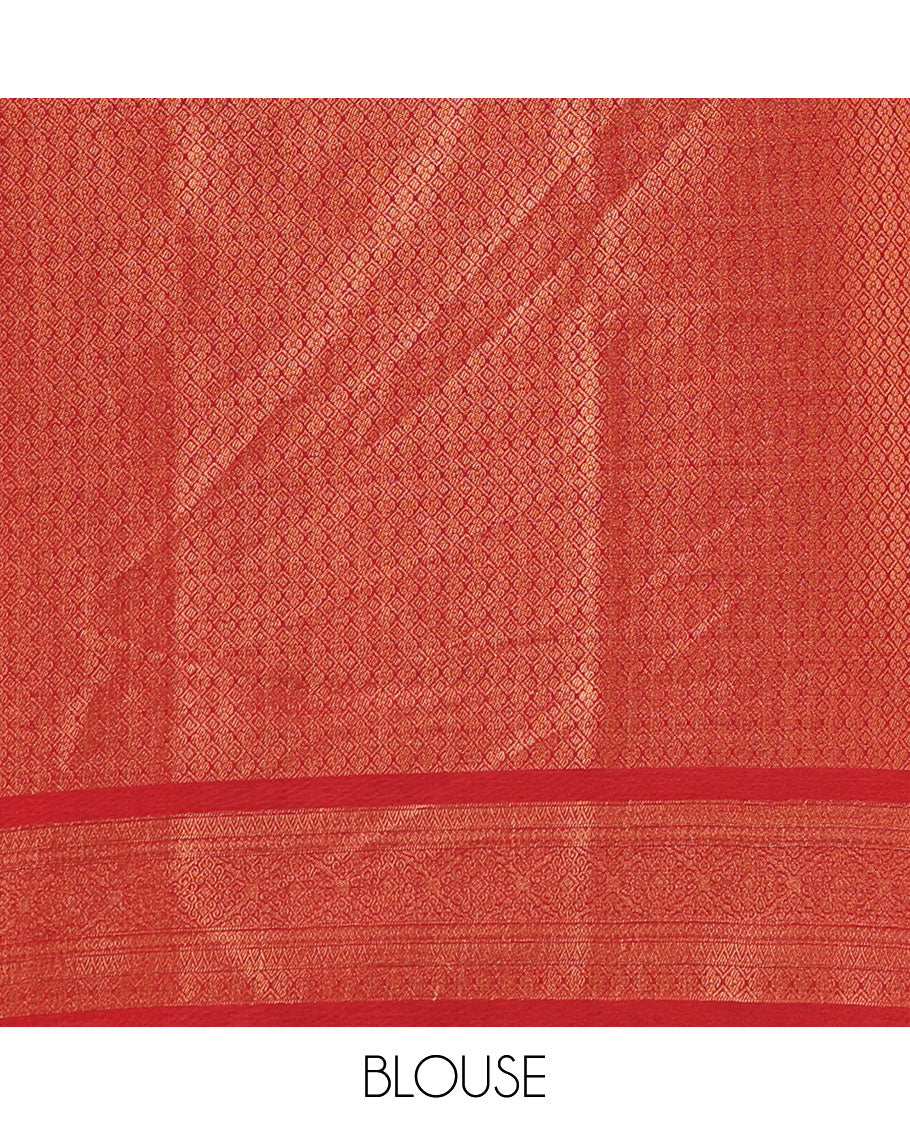 Black with red zari weaving banaras softy saree with contrast traditional border & rich weaving pallu along with brocade blouse
