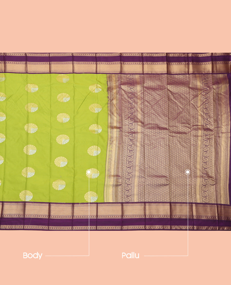 Green Contrast Rettai Pettu Border Budget Silk Saree