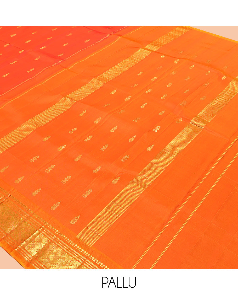 Orange Woven Contrast Kanchipuram Silk Saree