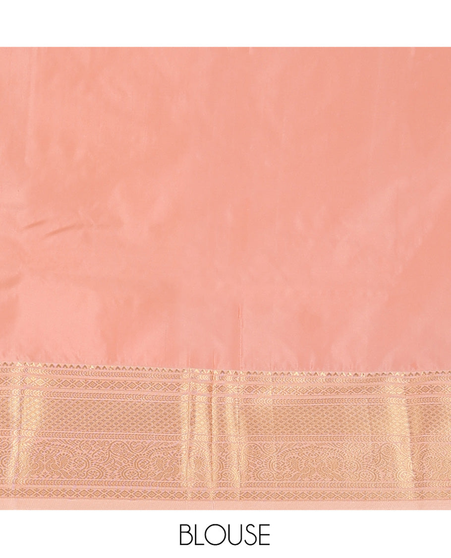 Mustard Budget Silk Saree, Designed with Zari Buttas on Its Body, Complemented by a Contrast Traditional Zari Design Border, Grandly Decked Up Pallu, and Paired with a Contrast Blouse