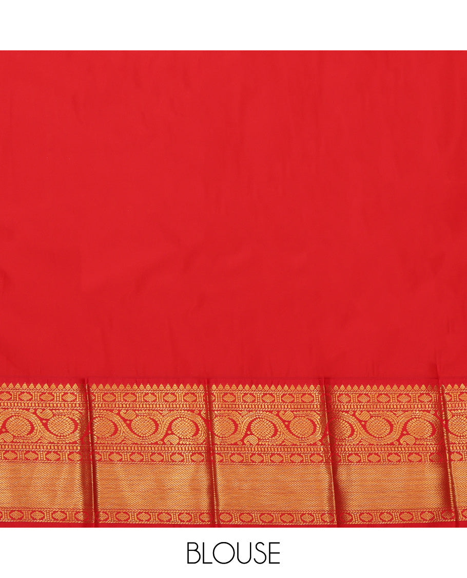 Grey Budget Silk Saree, Detailed with Zari Buttas, a Contrast Traditional Zari Border, Grand Pallu, and a Contrast Blouse