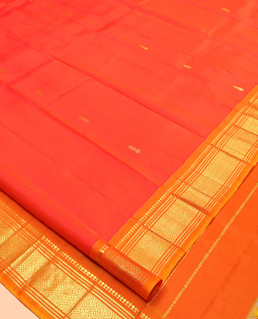 Orange Woven Contrast Kanchipuram Silk Saree