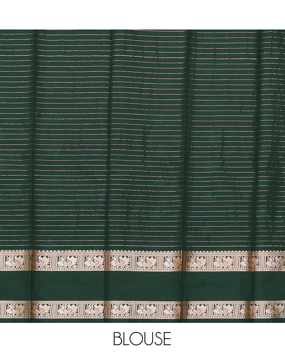 Maroon Budget Silk Saree, Ornamented with Checks and Buttas, Complemented by Rettai Pettu Traditional  Zari Border, a Contrast Grand Pallu and a Contrast Blouse