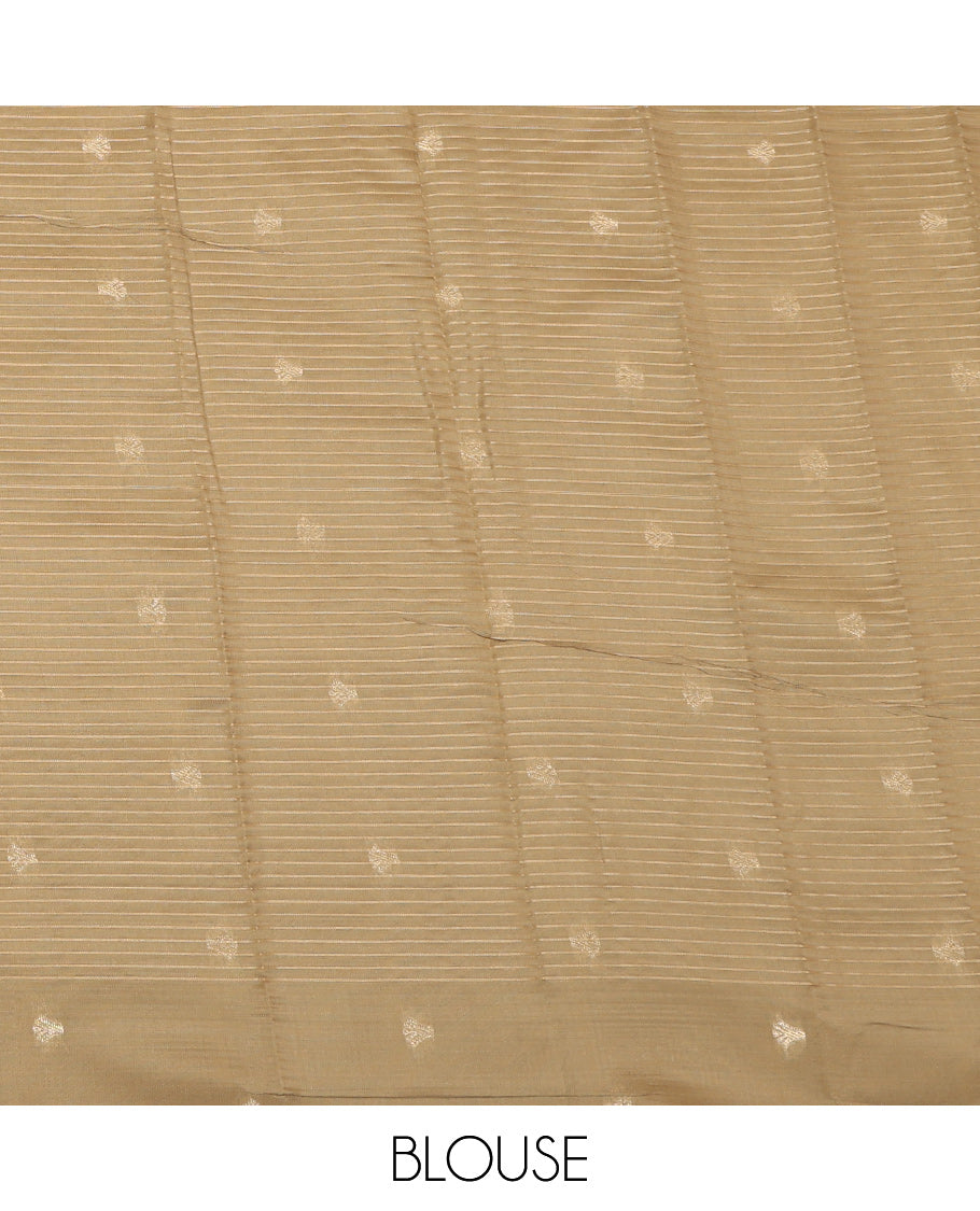 Maroon Litchi Saree, Woven with Zari Buttas and Checks, a Contrast Traditional Zari Border, a Grand Pallu, and a Contrast Blouse