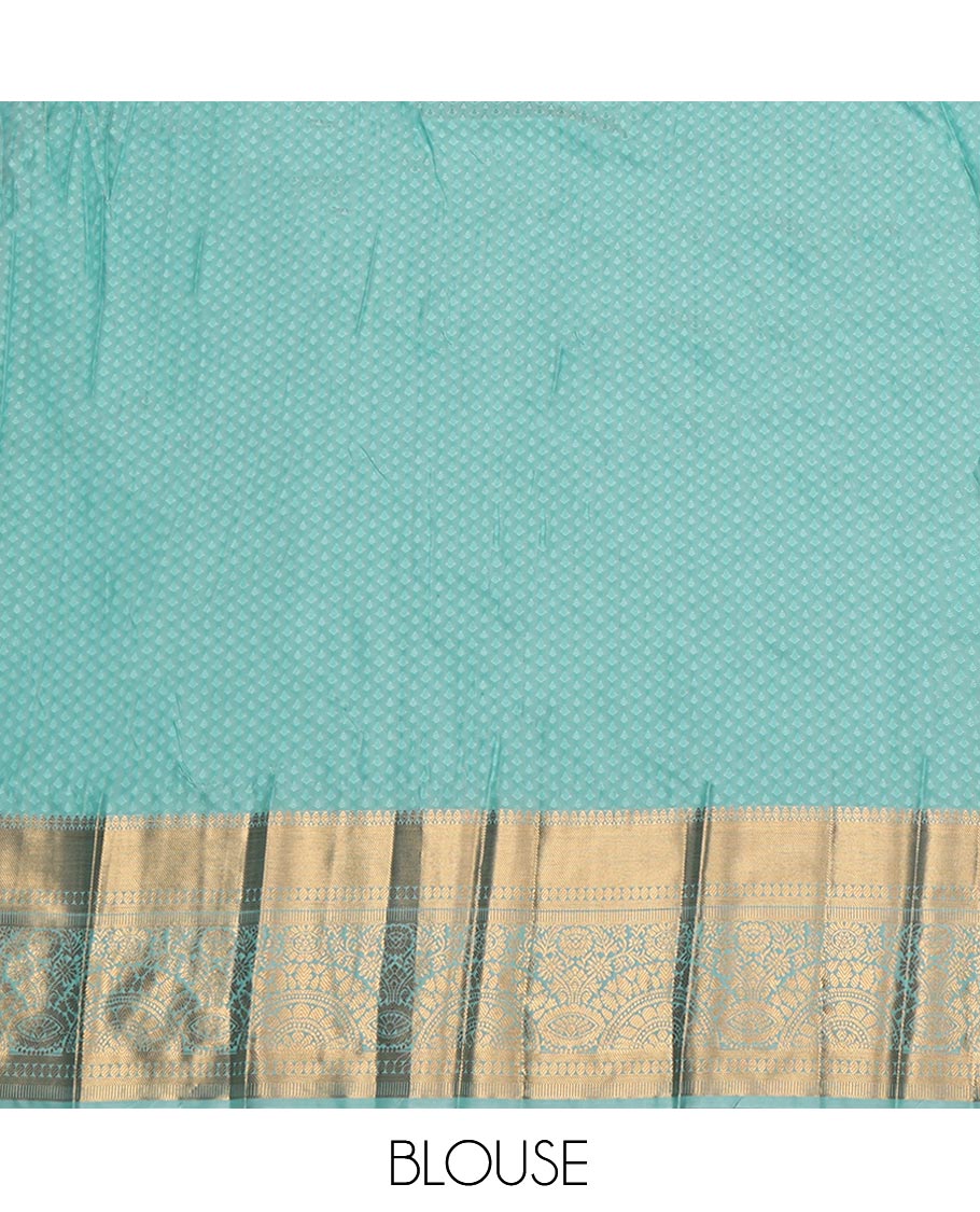 Orange Budget Silk Saree, Ornamented with Jacquard Design, Complemented by Contrast Traditional Zari Border, Intricate Pallu, and Contrast Blouse