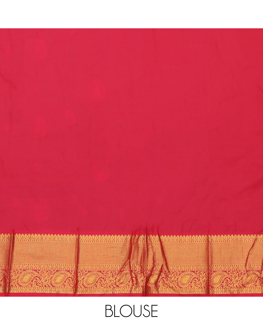 Purple Budget Silk Saree, Elevated with Zari Buttas, a Contrast Traditional Zari Border, Grand Pallu, and a Contrast Blouse