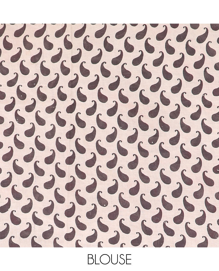 Maroon ancient human motifs machine-printed Kalamkari cotton saree, floral creeper border, and pallu of kalamkari peacocks