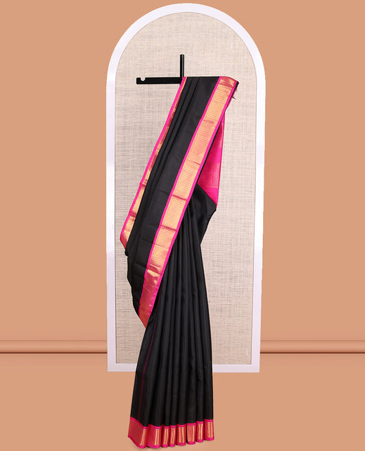 Black Plain Kanchipuram Silk Saree