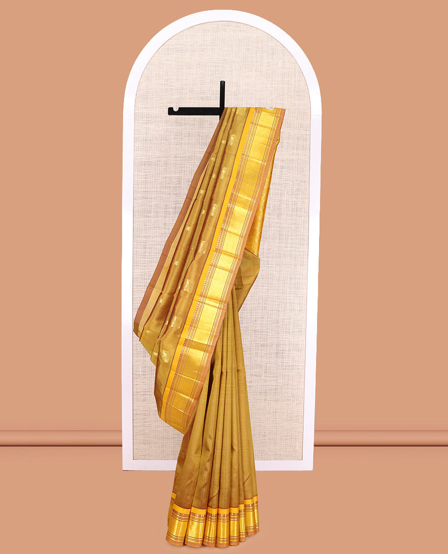 Mustard Woven Kanchipuram Silk Saree