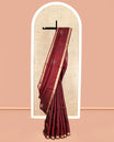 Red Mayuri Lite Silk Mix Saree, Decked Up with Zari Buttas, Zari Border, Pallu of Vanki Designs, and Matching Blouse