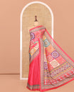 Pink Masakali Saree Features Kaleidoscopic-Colored Intricate Print and Mirror Work, a Self-Printed Pallu, and a Matching Blouse
