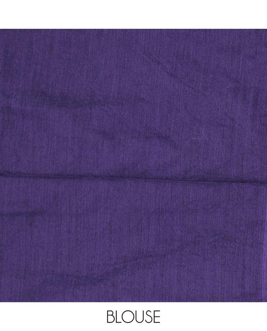 Blue Khadi Cotton Saree Enriched with Triangle Motifs Embroidery, Pallu Bedecked with Triangle Motifs Embroidery, and Paired with a Matching Blouse