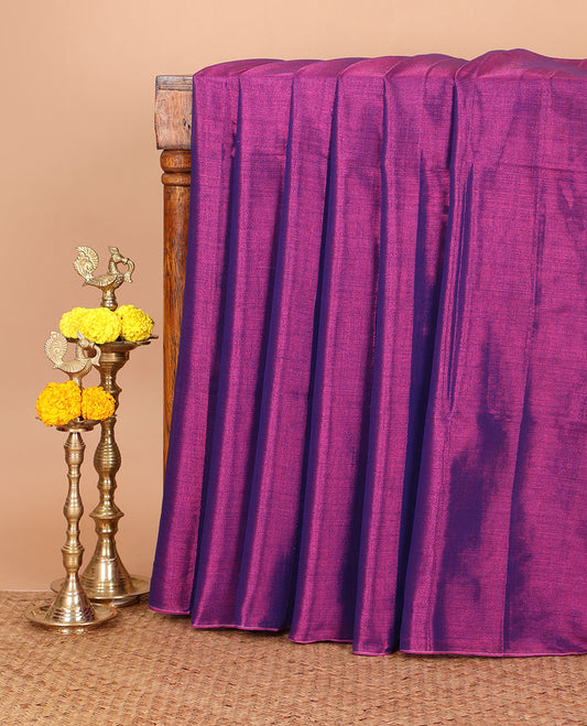 Borderless purple full-plain design tissue saree, self-pallu with tassels & matching plain blouse