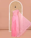 Borderless Pink Khadi Mul Cotton Saree, Adorned with Sequin Work on Its Body and Pallu, and Paired with a Matching Blouse