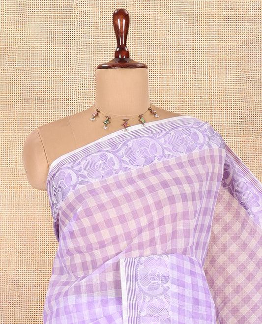 Lavender Bengal Cotton Saree