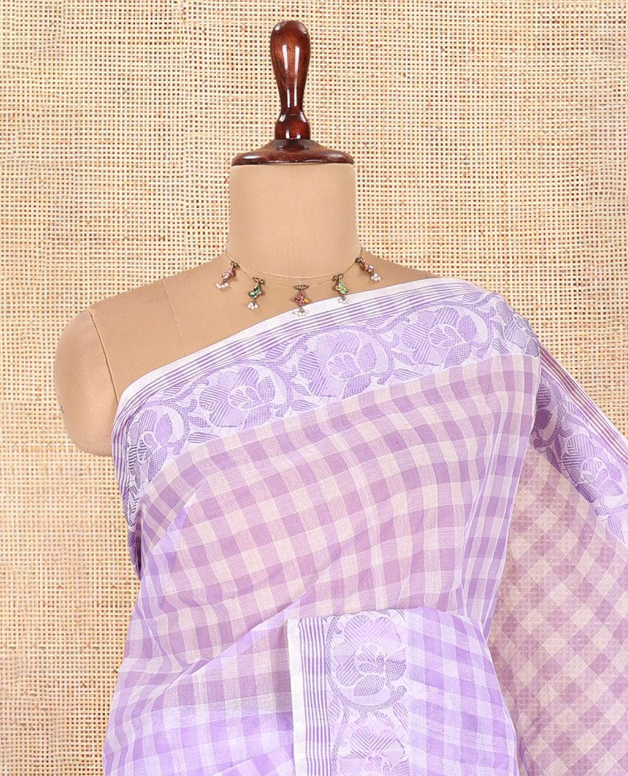 Lavender Bengal Cotton Saree