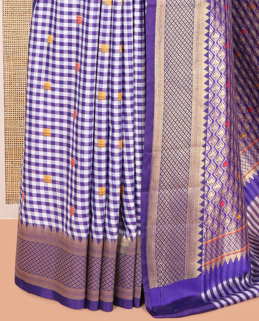 M.S. Blue Chettinad-Style Soft Silk Saree