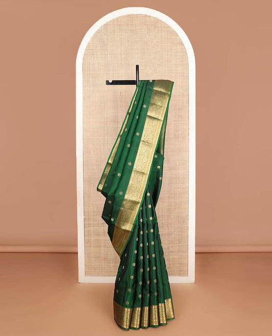 Green zari buttas Vasundhara silk mix saree, zari border of thilakam,kathir & kodi visiry designs & intricate pallu