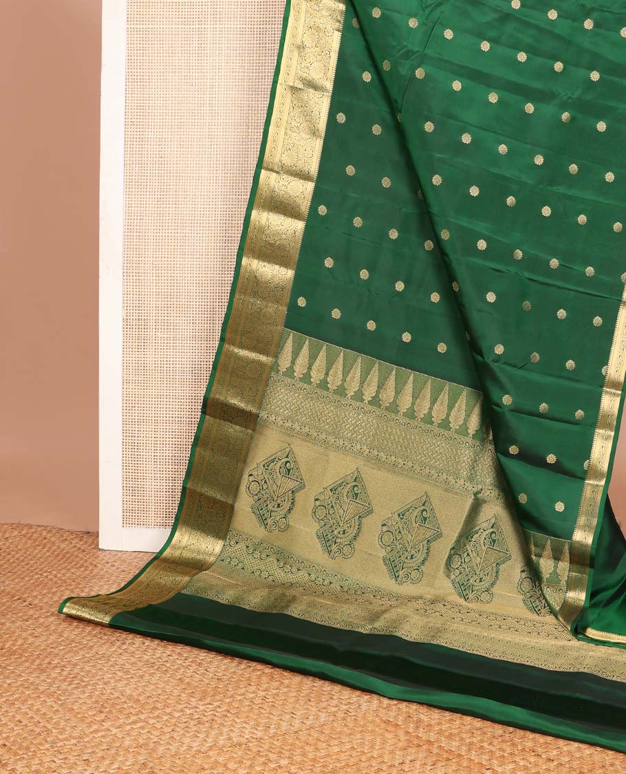Green zari buttas Vasundhara silk mix saree, zari border of thilakam,kathir & kodi visiry designs & intricate pallu