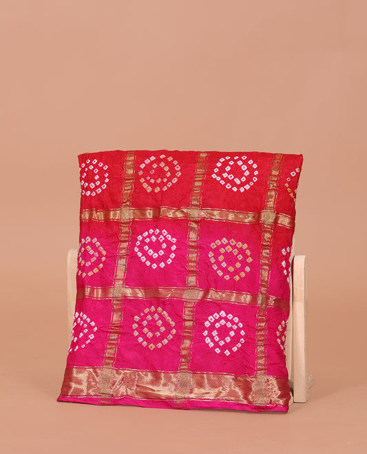 Red Bandhani Dola Silk Saree
