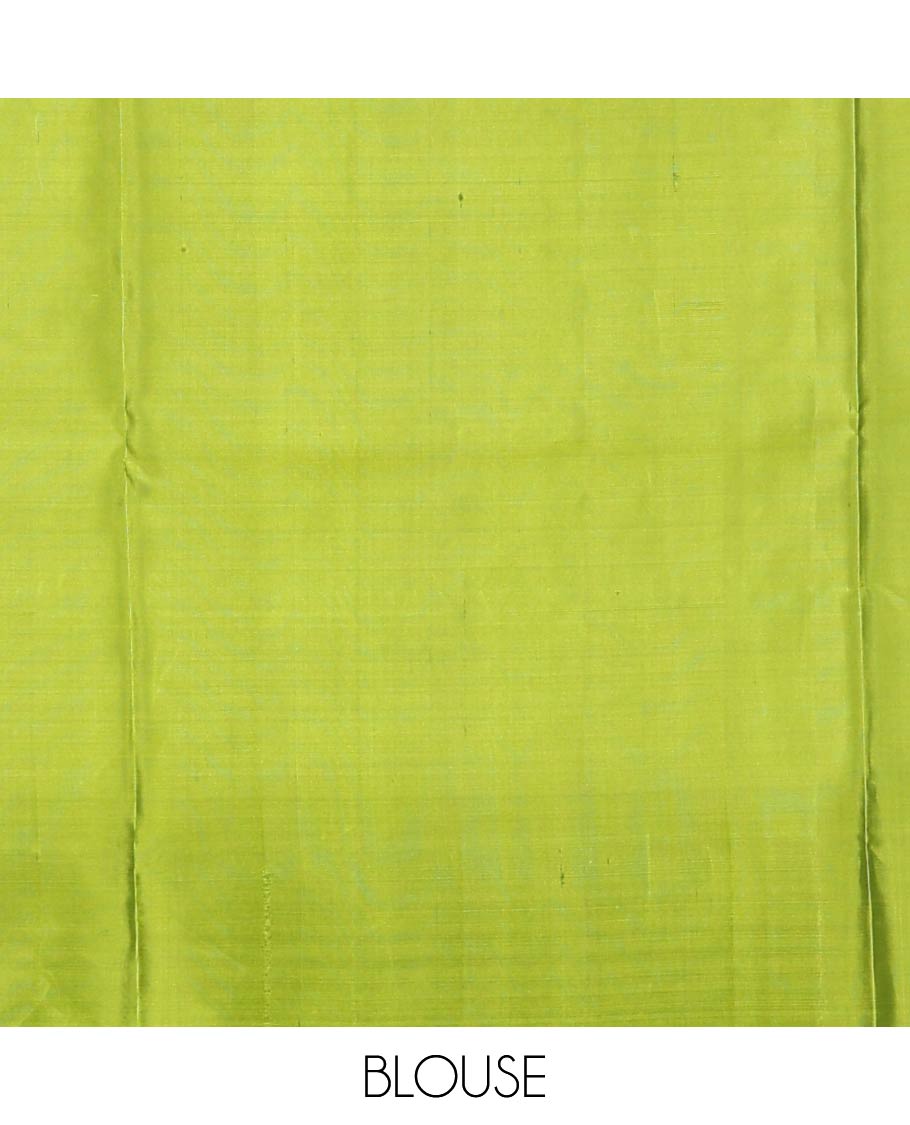 Green buttas soft silk saree, self-border, and pallu of intricate designs
