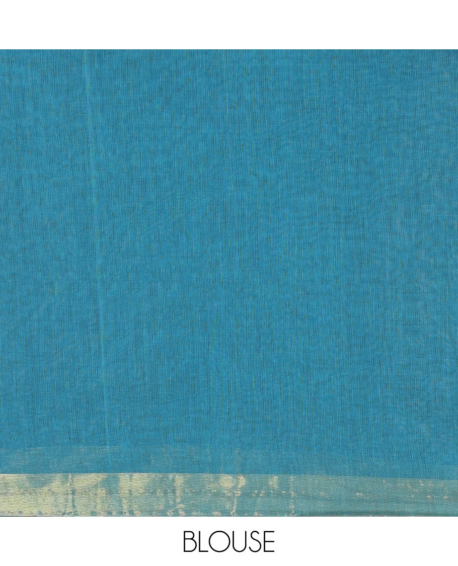 Blue Jute Cotton Saree