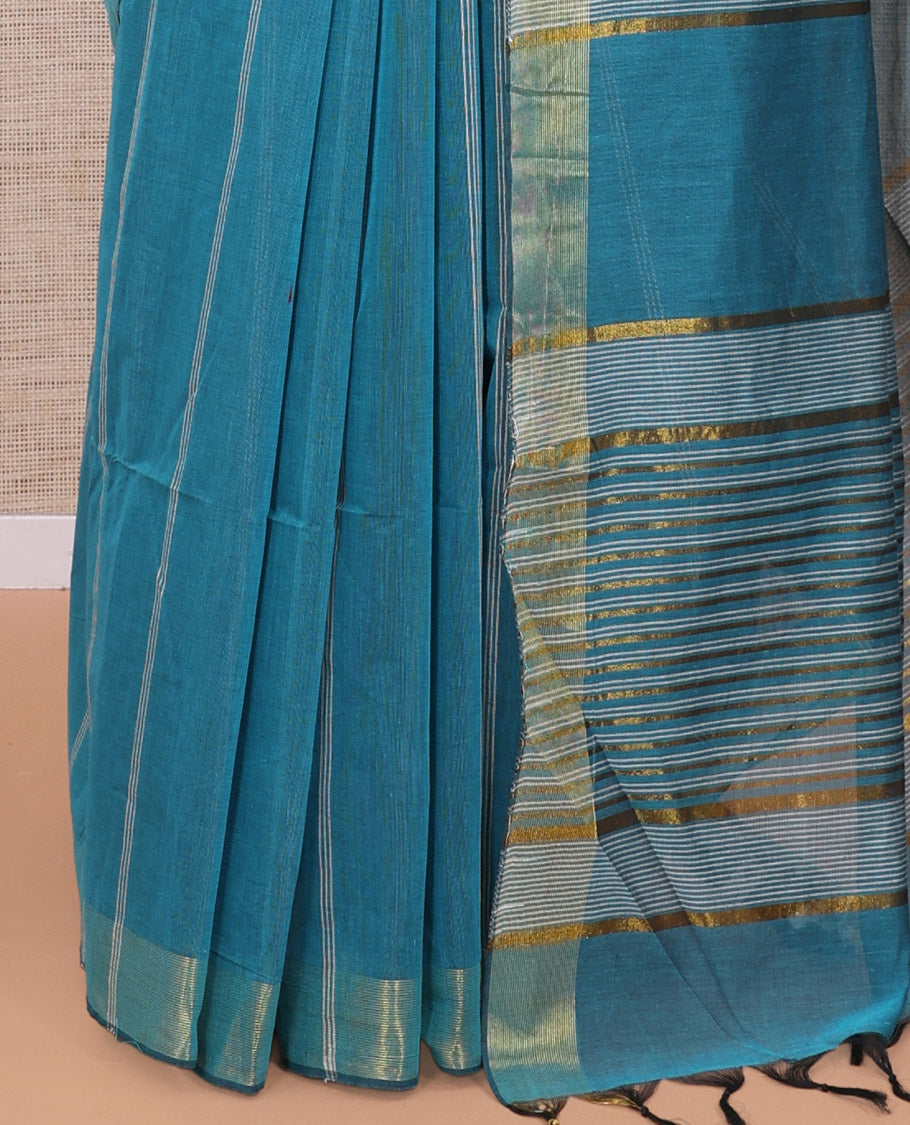 Blue Jute Cotton Saree